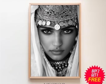 Berber woman, art prints download moroccan, moroccan decor, black art, extra large wall art, printable art