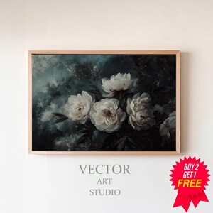 Moody Floral Frame Tv Art | Dark Academia Abstract Flowers | Vintage Botanical Frame Tv Art | Vintage Frame Tv Art Antique Flowers