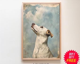 Vintage Dog Sketch (2 of 2), Dog Wall Art, Large Oil Painting Oversize Giclee Dog Painting, Mid Century Modern Original Art Print
