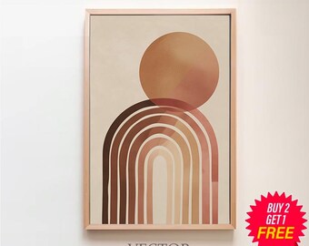 Neutral Tone Rainbow Art Print | Abstract Neutral Art | Mid Century ...