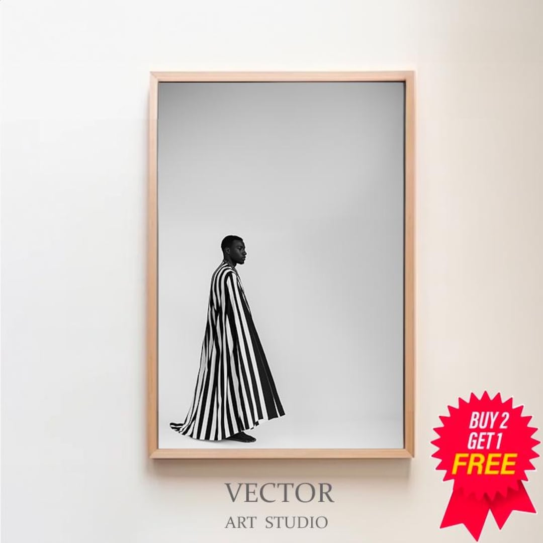 Minimalist Black and White Art Print, Black Woman Abstract Wall Art ...