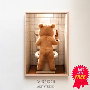 Ted Movie poster, Bathroom Wall Art, Funny Wall Art, Teddy Bear, Digital Download