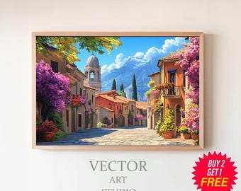 メキシコのアートポスター、壁アート装飾、カラフルなアートプリント、グアナファトのアートワーク、メキシコの装飾、室内装飾、メキシコの村、メキシコのアートプリント