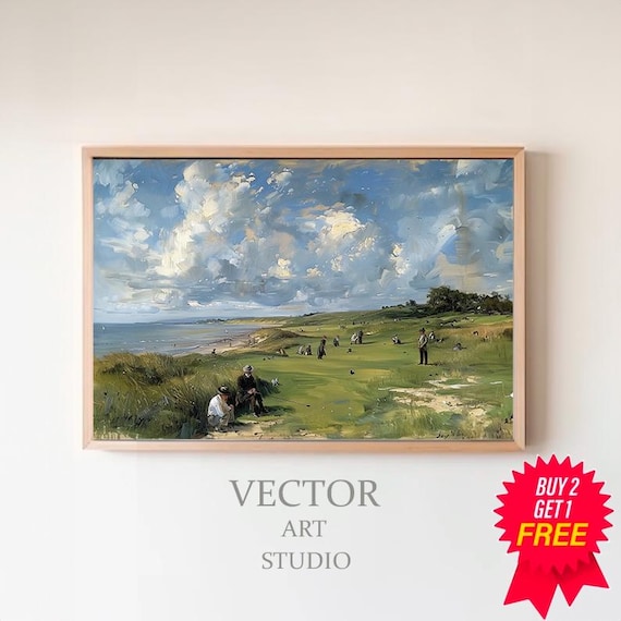 ゴルフプリント、ヴィンテージゴルフ絵画風景アートプリント