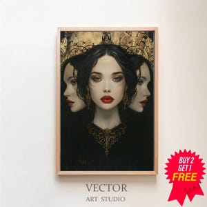 Hecate Triple Moon Goddess Fine Art Giclee Witchcraft, Wicca Pagan Luna Vintage Painting, Ancient Esoteric Art, Hekate Witchy Artwork