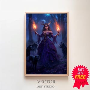Hecate Digital Art - Goddess of Witchcraft, Magic, Crossroad, Night, Greek Goddess Art, Greek Mythology, Altar Decor, Hecate Painting