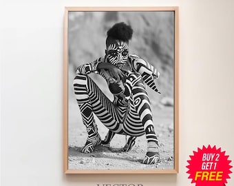 Tribal Beauty, druckbare afrikanische Wandkunst, druckbare afrikanische Kunst, druckbare Wandkunst, extra große Wandkunst, Digitaldrucke