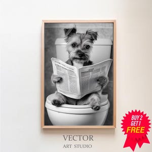 Border Terrier Wall Art, Funny Bathroom Decor, Dog in Toilet, Animal in toilet, Petshop Art, Printable Digital Download, Terrier Gift