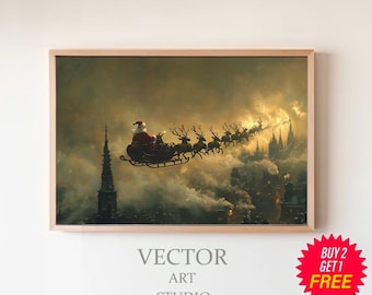 Vintage Weihnachtsmann Kunst | Urlaub druckbare Kunst | Vintage druckbare Kunst | Digitaler Download