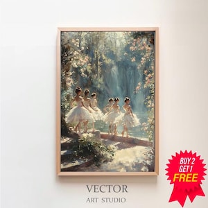 Ballet Print Coquette Room Decor Vintage Wall Art Coquette Wall Art Ballet Dance Balletcore Print Ballerina Tutu Oil Painting Ballerina Art
