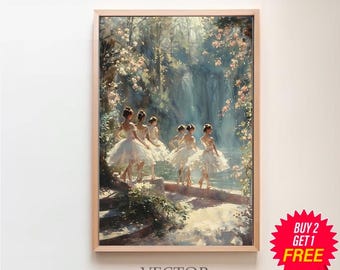 Ballet Print Coquette Room Decor Vintage Wall Art Coquette Wall Art Ballet Dance Balletcore Print Ballerina Tutu Oil Painting Ballerina Art