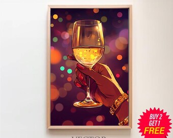 black art, black girl art, black woman wall art, black wall art, black woman art, black girl wall art, black art print, wine digital prints