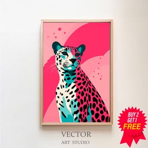 Pink Cheetah Wall Art Print, Trendy Wall Art, Preppy Room Decor, Maximalist Decor, Apartment Aesthetic, Leopard Poster Print, Boho Decor