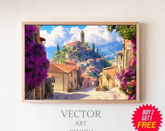 メキシコのアートポスター、壁アート装飾、カラフルなアートプリント、グアナファトのアートワーク、メキシコの装飾、室内装飾、メキシコの村、メキシコのアートプリント