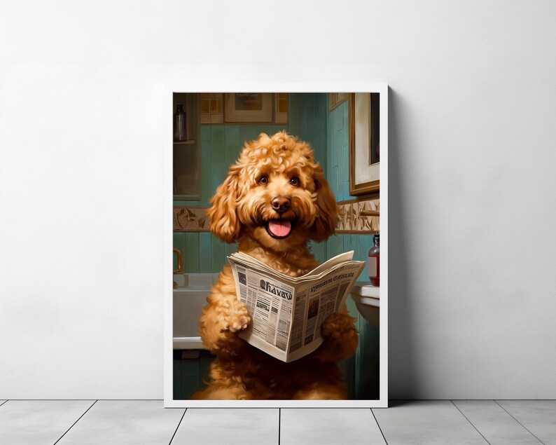 Lustiges Okapi Poster Auf Leinwand - Zeitung Lesend Auf Toilette, 20x30cm