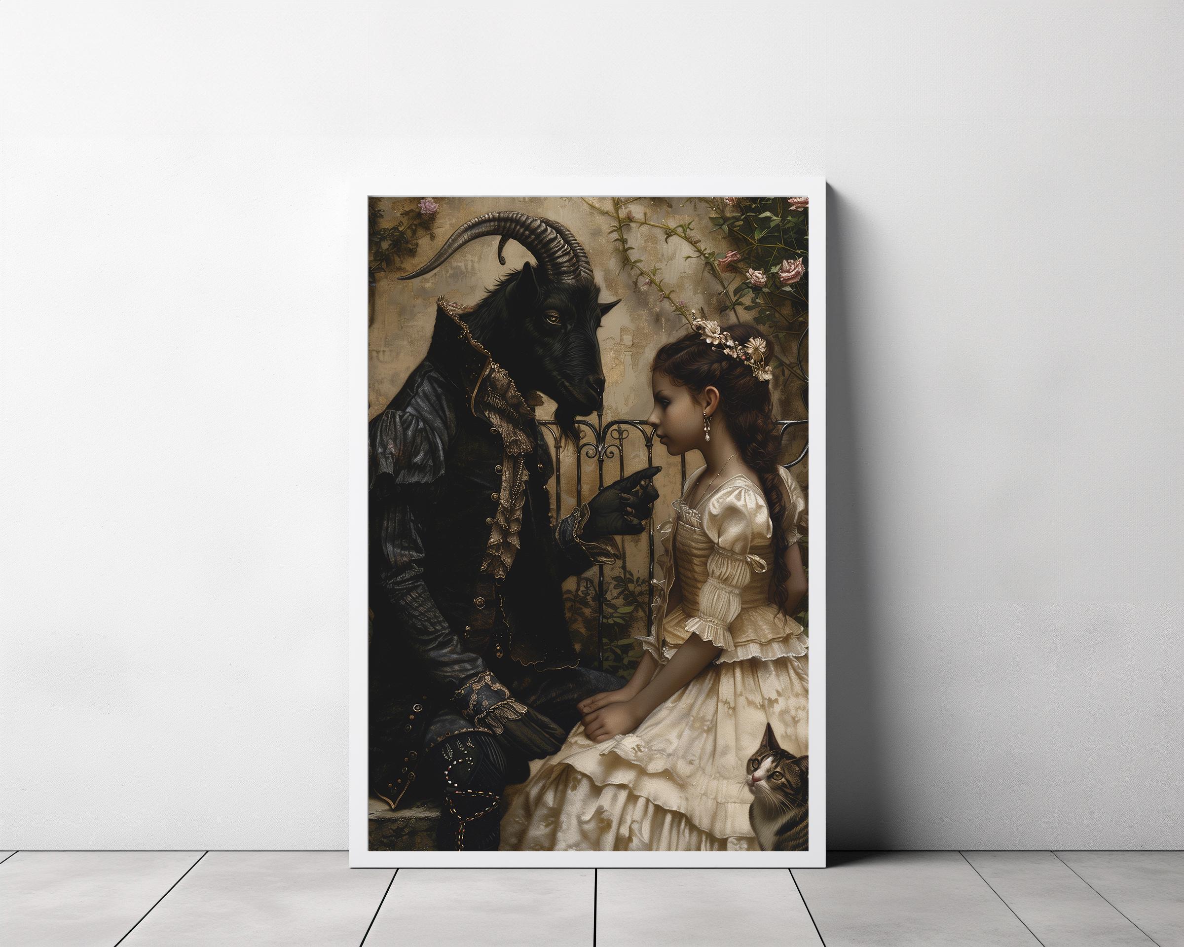 Old Nick and Witch - Dark Academia Poster, Gothic Witchcraft