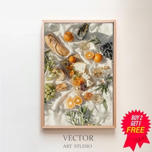 Coastal Summer Picnic Print, Aesthetic Kitchen Decor, Charcuterie Board, Trendy Food Wall Art, Cottage Core, Modern Farmhouse, Nature Poster