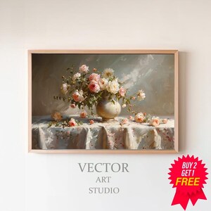 FRAME TV art Pink flowers still life, Dark Moody floral tv picture, tv art Spring, Samsung Frame tv art Mothers Day pink roses