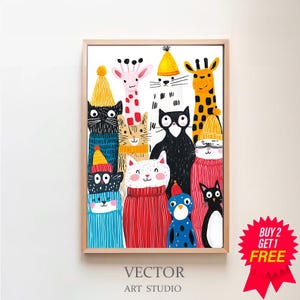 Colorful Animal Friends Nursery Wall Art, Kids Room Decor, Playful Creatures Poster, Baby Shower Gift Idea, Printable Art for Children