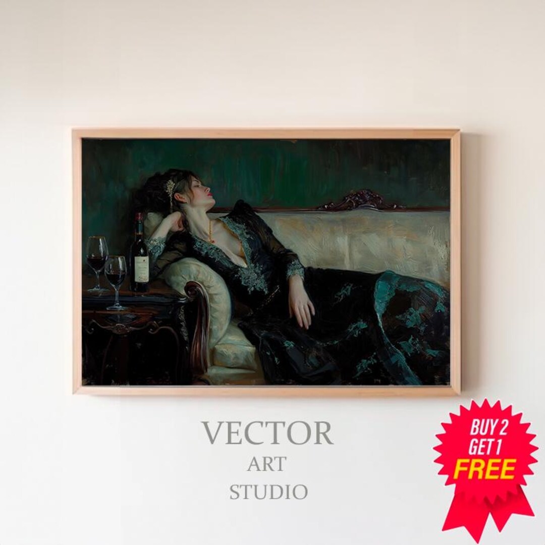 Victorian Woman Sleeping Wall Art Print Dark Academia Print Moody Dark ...