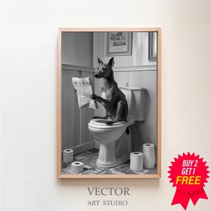 Greyhound Wall Art, Funny Bathroom Decor, Greyhound in Toilet, Animal in toilet, Greyhound Gift, Petshop Art, Dog Art, Digital Download