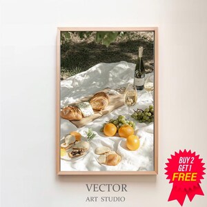 Coastal Summer Picnic Print, Aesthetic Kitchen Decor, Charcuterie Board, Trendy Food Wall Art, Cottage Core, Modern Farmhouse, Nature Poster
