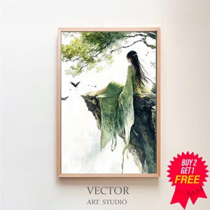 Goddess Artemis Art Print, Greek Goddess of Nature, Art Nouveau Print, Divine Feminine Art, Home Decor, Greek Mythology, Nature lover