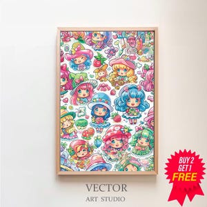 Fruits Girl Crew Stacked Seamless Art | Digital Download