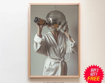 Disco Ball Print, Apartment Wall Art, Mirrorball Print, Trendy Wall Art, Dorm Room Decor, Funky Wall Art, Girly Wall Art, Preppy Wall Art