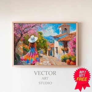 Mexican Painting, Mexican Village, Mexican Street, Mexico Art, Colorful Decor, Traditional Mexico, Mexican Wall Decor, Mexican Folk Art