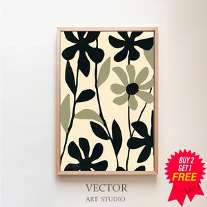 Botanic print sage green botanical wall decor printable wall art floral Illustration botanic poster vintage print neutral flower print art