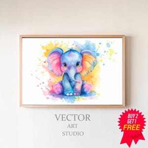 Elefant Aquarell Clipart Kinderzimmer Dekor Baby Elefant Aquarell Süßes Baby Tier Watercolor Clipart Wanddeko Digital Download