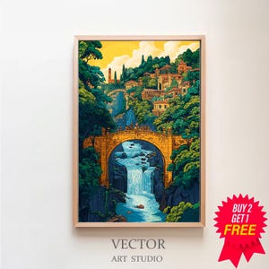 Fantasy Fellowship Digital Art Print, Mystical Elven Landscape Painting, Enchanting Power Rings Illustration, Birthday Gift