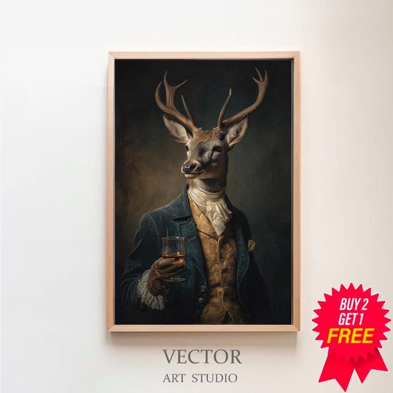 Dark Academia Deer Print - Etsy UK
