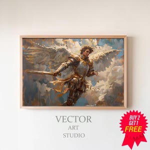 Printable Archangel Artwork Saint Michael the Archangel Printable Art Catholic Home Decor Religious Print Angel Artwork Religious Wall Art