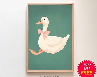 Silly Goose Wall Art Cute Goose Poster Sage Green Nursery Decor Farm ...