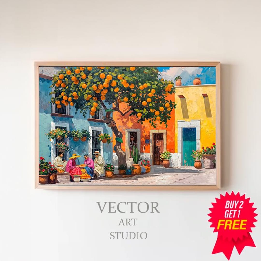 Mexican Wall Art Traditional Mexican Home Painting - Framed Unframed ...
