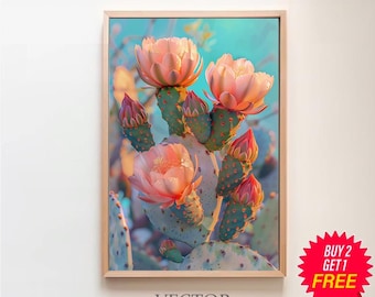 Nature Inspired Sonoran Art Southwest Gift Western Decor Flower Prickly Pear Cactus Print Watercolor Painting Botanical Desert Wall Art