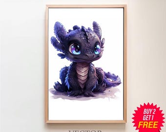 Drache Aquarell Clipart Kinderzimmer Dekor Schwarzer Baby Drache Aquarell Niedliches Tier Drache Watercolor Clipart, DIGITAL DOWNLOAD