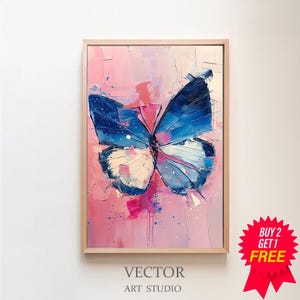 Butterfly Print, Pink Girly Digital Print, Girl&#39;s Nursery Room Painting, Coquette Aesthetic, Dorm Room Decor, Preppy Trendy Wall Art