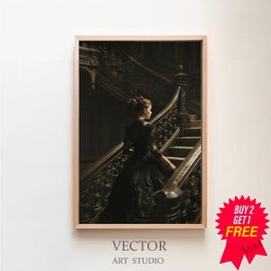 Victorian Lady Art Print, Vintage Poster, Art Poster Print, Dark Academia, Gothic Victorian, Haunted Mansion, Digital Download