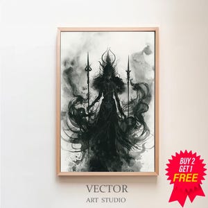 Goddess Kali Maa Art, Hindu Goddess of Death and Darkness, Art Nouveau Print, Divine Feminine Art, Hindu Art, Mystical Print, Dark Goddess