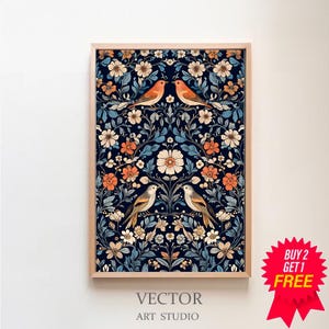 Strawberry Thief, William Morris Print, Exhibition Poster, Textile Wall Art, Large Wall Art Canvas, Art Nouveau Print