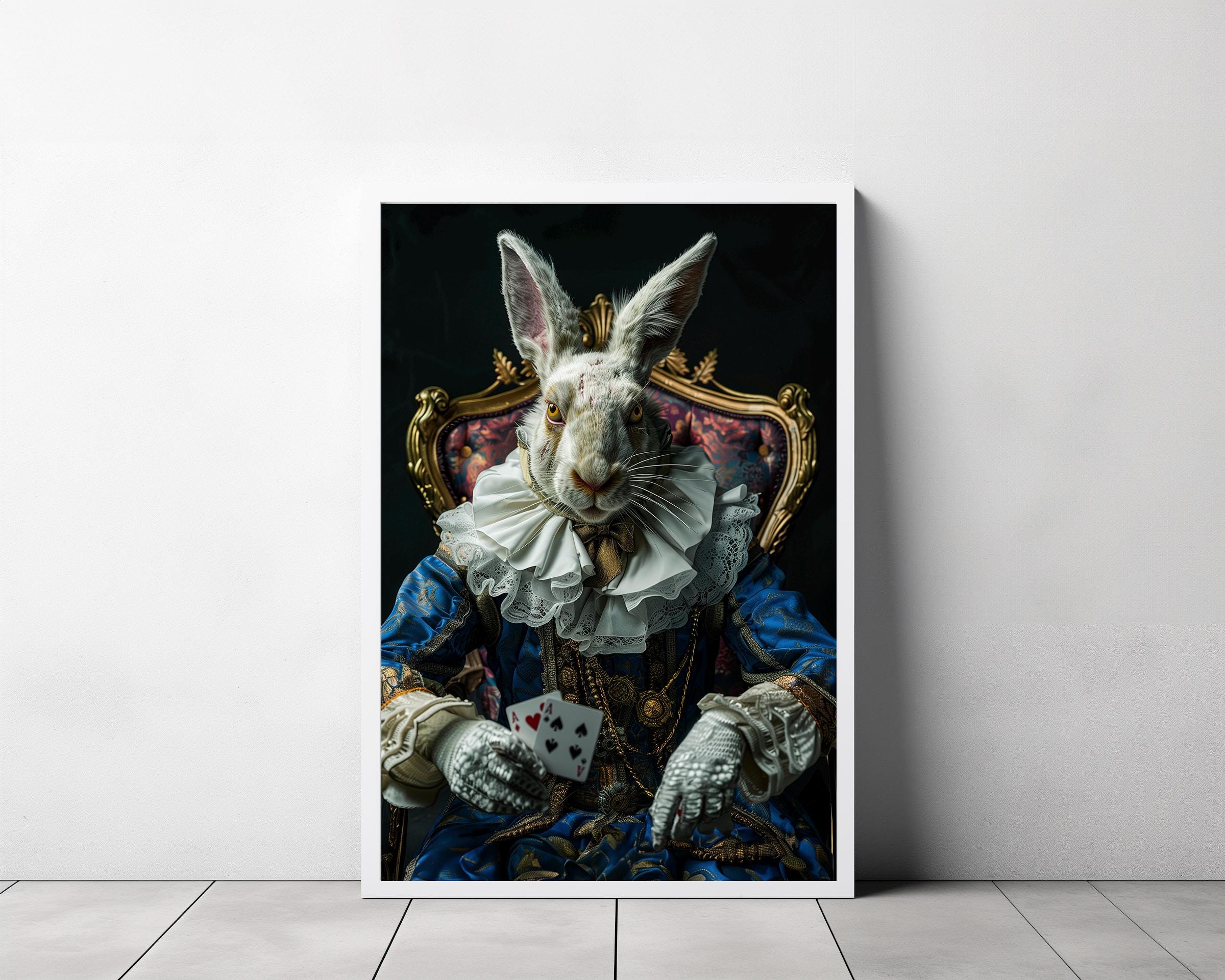 White Rabbit Victorian Portrait Vintage Fairytale Painting, Alice in ...