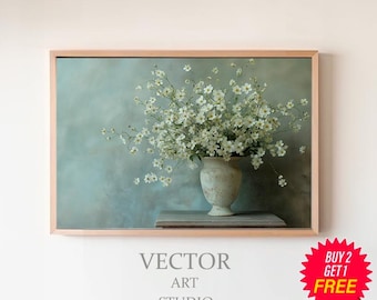 Spring Flowers Painting, PRINTABLE ART, Muted Toned Floral Art, Digital Download