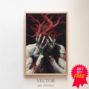 Teufel Druck Dämon Poster, Horror Kunst, okkulte Drucke, gruselige Poster, Gothic Wohnkultur, Gothic Wand Kunst, Satan, Pagan, Scary, dark Academia