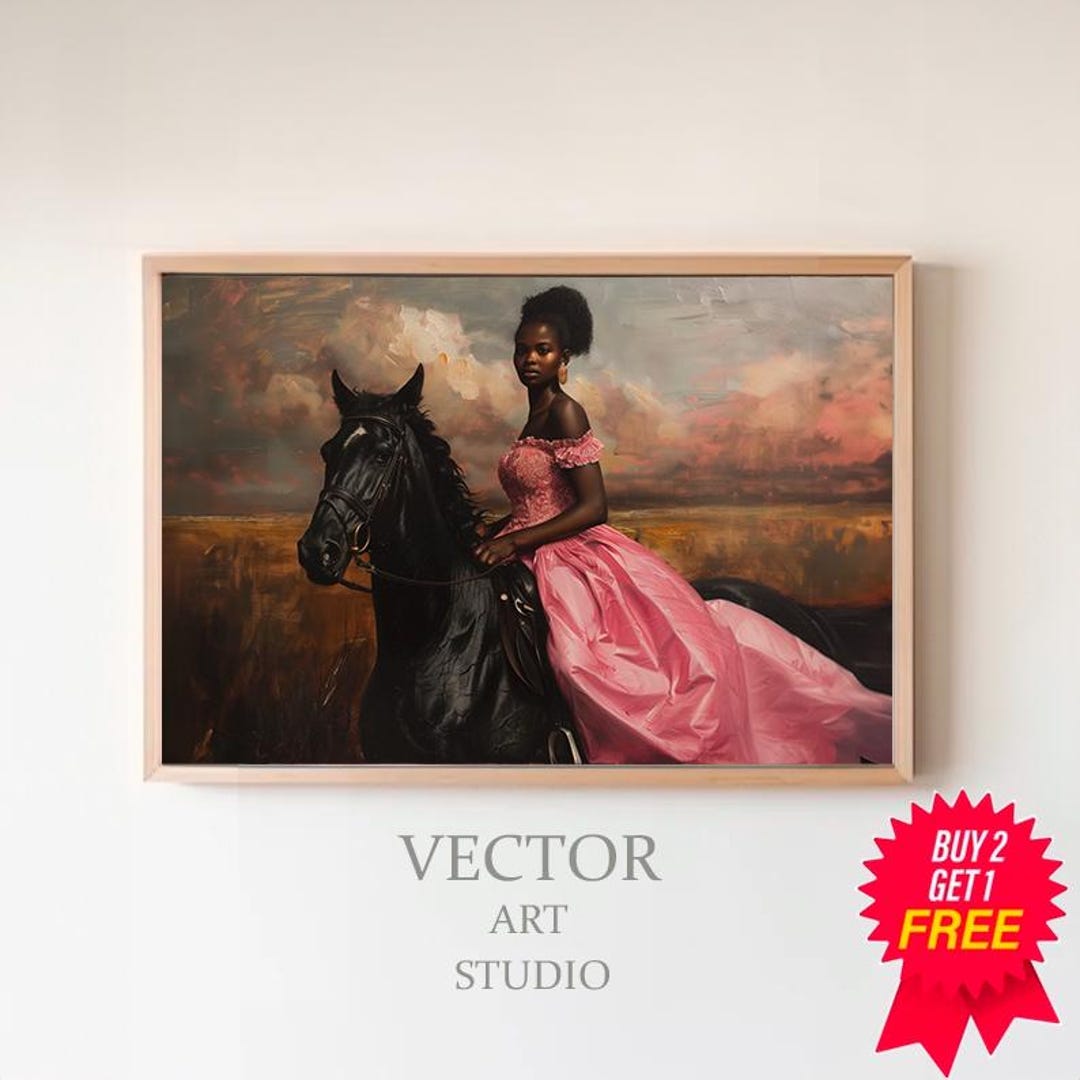 Vintage Woman on Her Steed | Print Art | Horse and Rider | Home Decor ...
