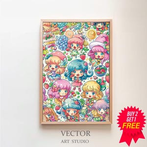 Fruits Girl Crew Stacked Seamless Art | Digital Download