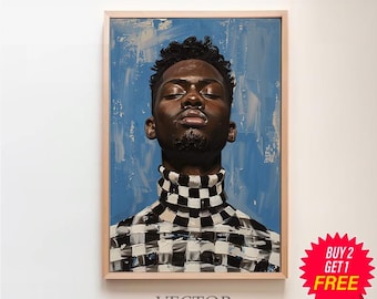 Abstract People Large Wall Art Contemporary Artwork Proud Afro Men Modern Print Living Room Wall Art Digital Download Black Man Print