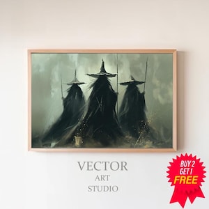 Witchy Decor Halloween Wall Art Printable Vintage Witch Halloween Vintage Halloween Painting Vintage Witch Wall Art Rustic Halloween Decor